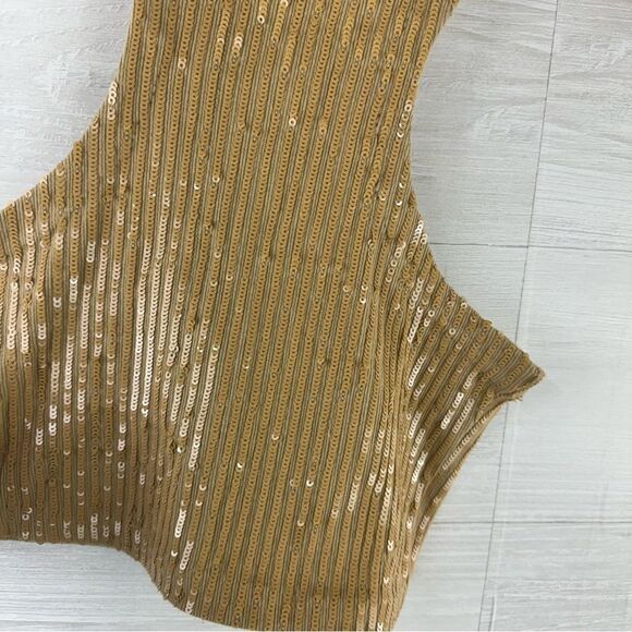 Retrofete Audra Sequin Racer Back Knit Cropped Top - Picture 4 of 7